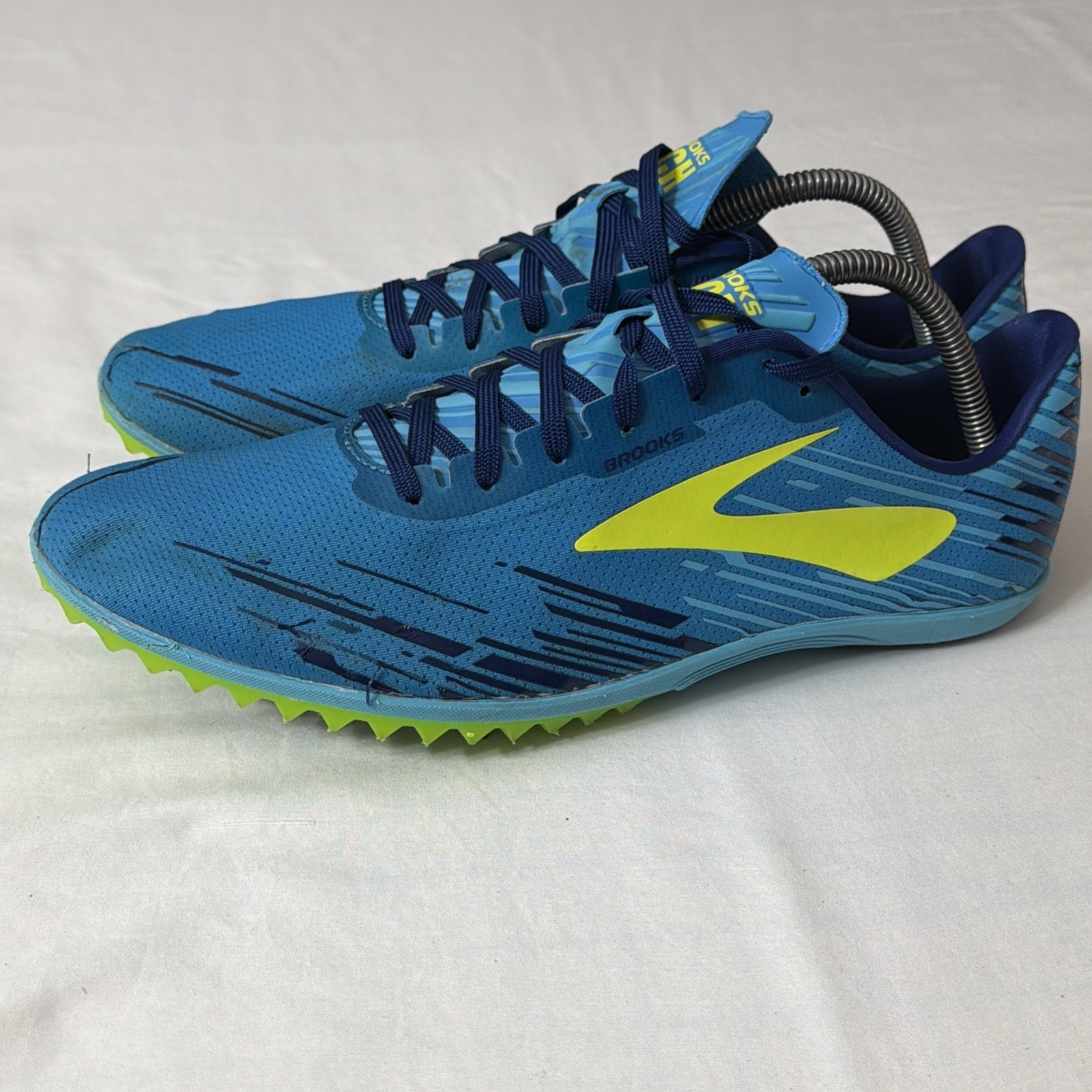 Brooks Mach 18 Men's Track Field Running Racing Shoes Sz 11.5 Blue Yellow Light